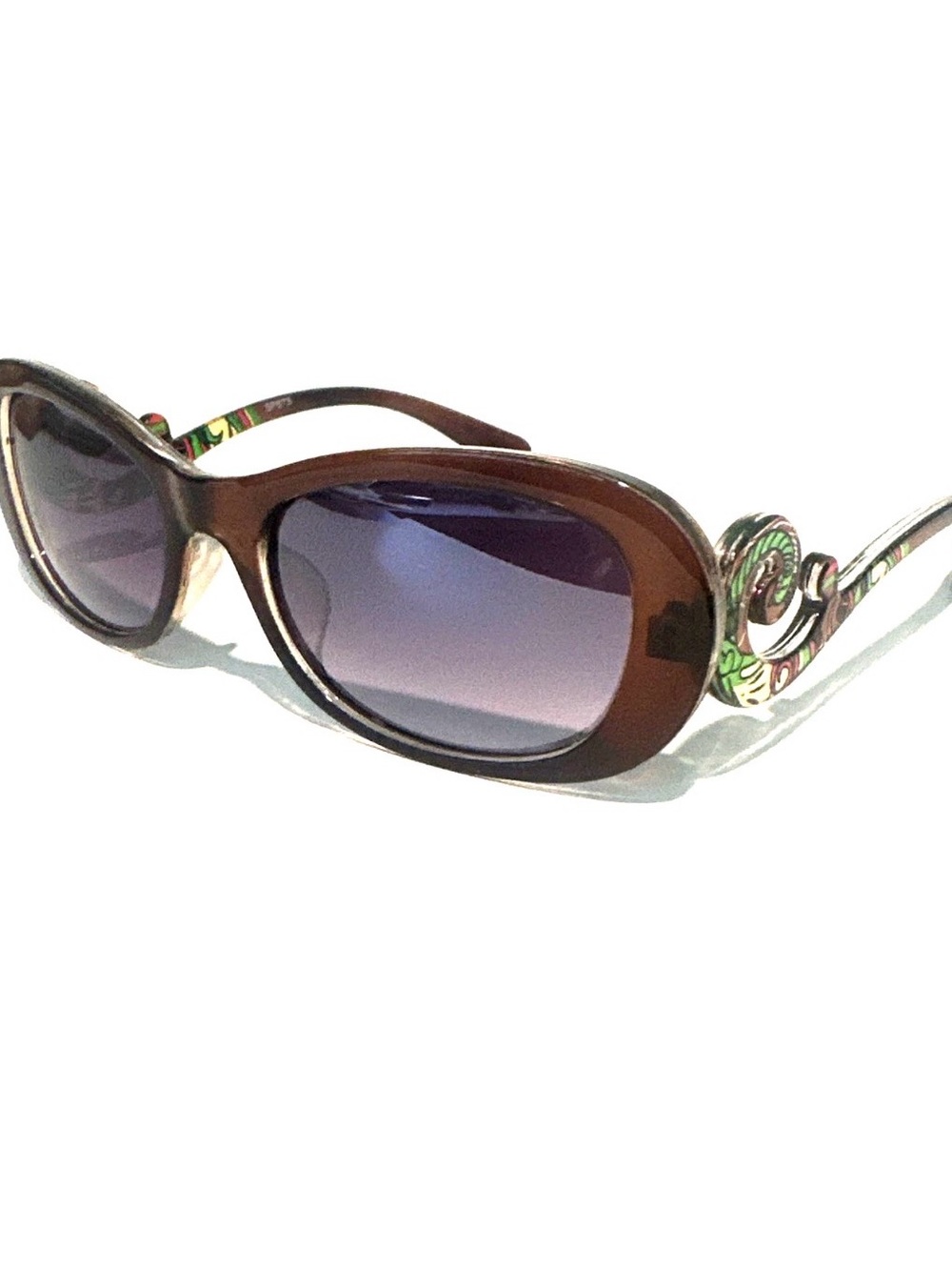 Brown  Women's Baroque Sunglasses with Decorative Temples